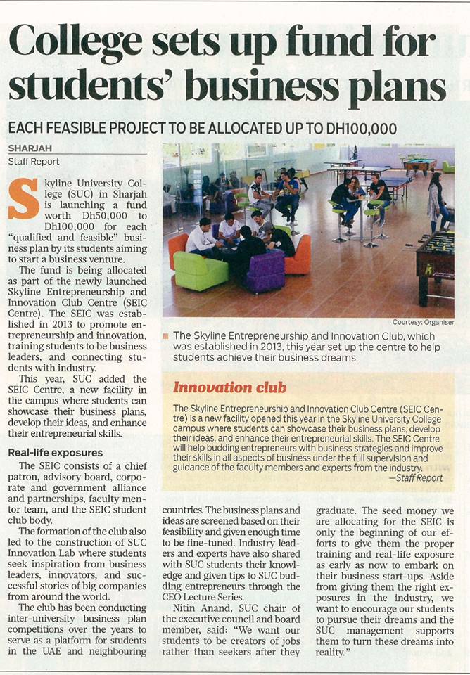 SUC in Media - Gulf News